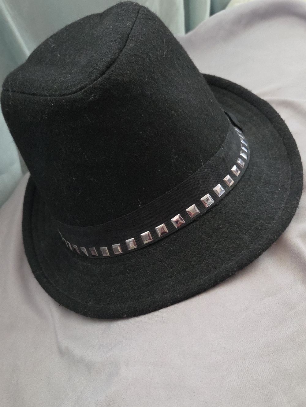 Black Studded Fedora Hat